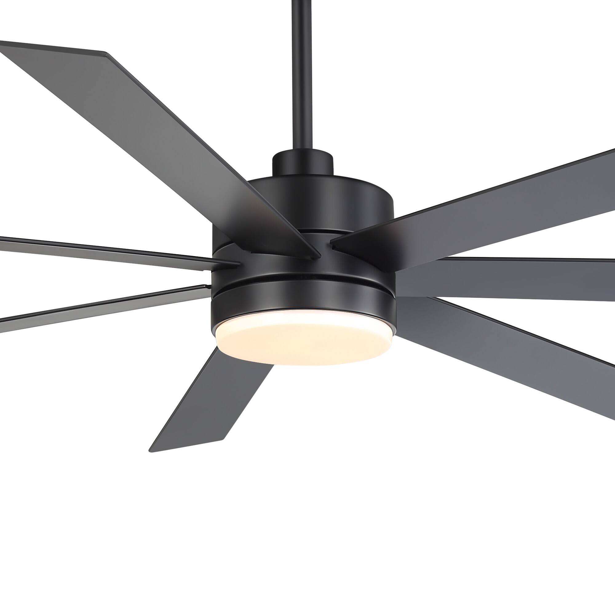 Alt View 9. Breezary - 72-Inch LED Ceiling Fan - 7 Blades, 24W LED Light, DC Motor, 6 Speeds, Memory Function, Remote Control, Timer, Downrods - Black.