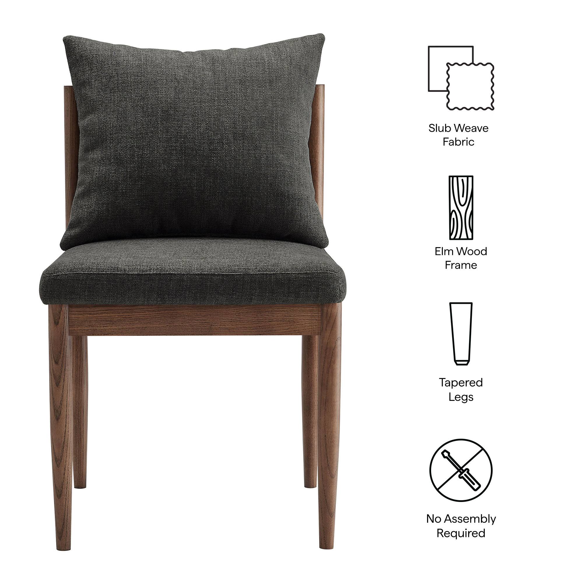 Slub Weave Fabric  
Elm Wood Frame  
Tapered Legs  
No Assembly Required