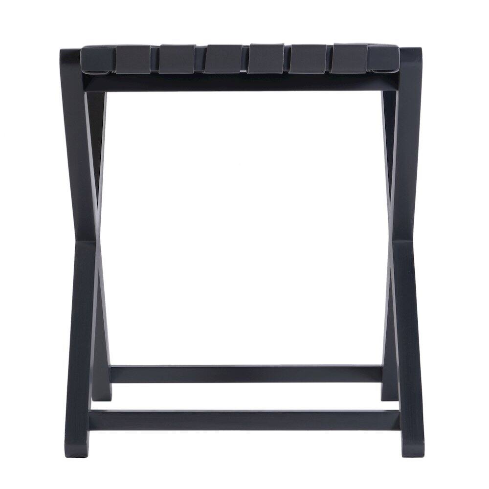 Angle. Butler Specialty - Cipriani 24 in. W Leather & Wood Luggage Rack - Gray.
