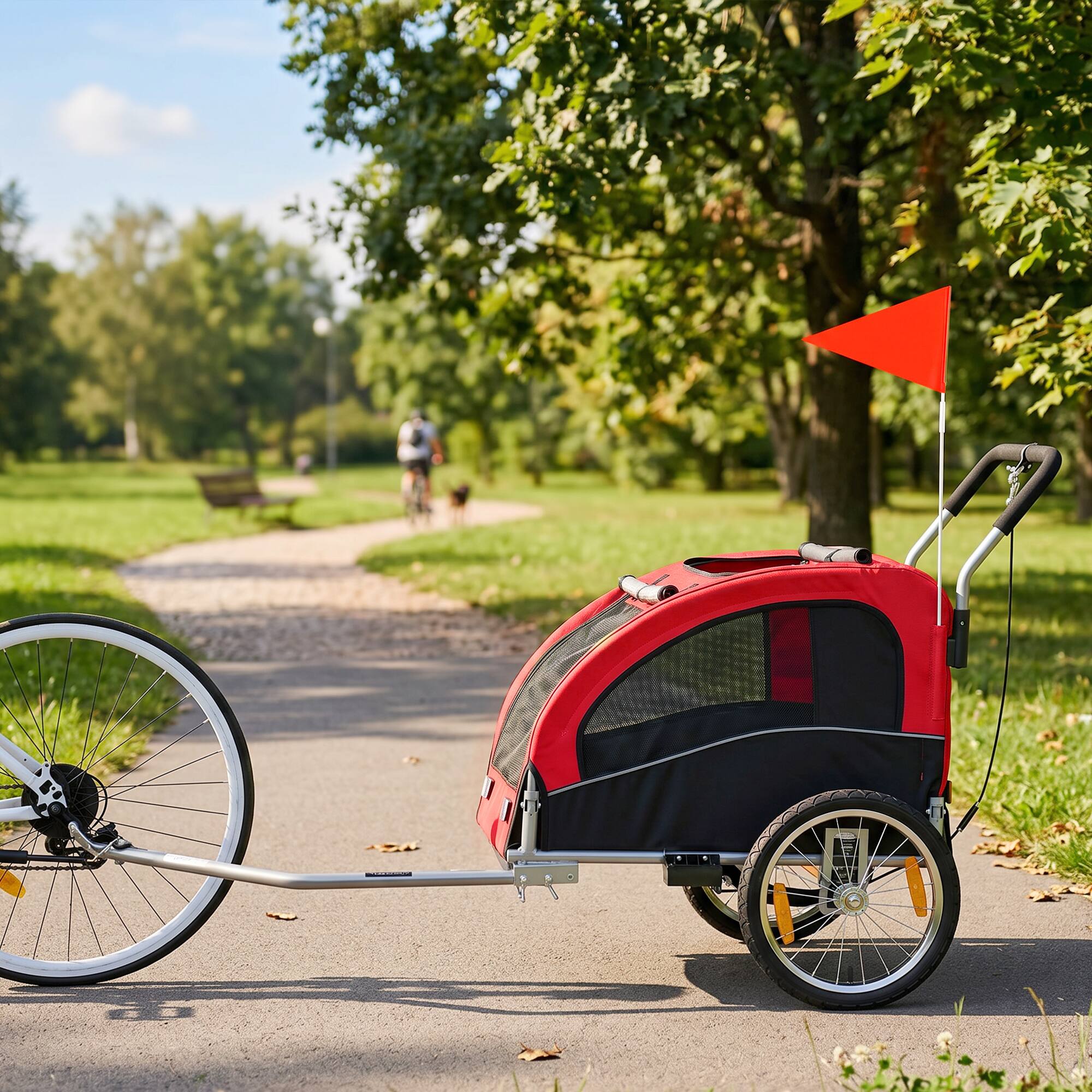 Alt View 8. Aosom - in 1 Dog Bike Trailer, Foldable Pet Stroller, Dog Bicycle Trailer with Suspension - Green.