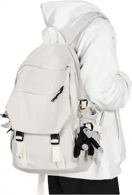 Live At Space - coowoz Casual Daypack Large upgraded version College Laptop Backpack Women Water Resistant Lightweight School Travel - White-Small
