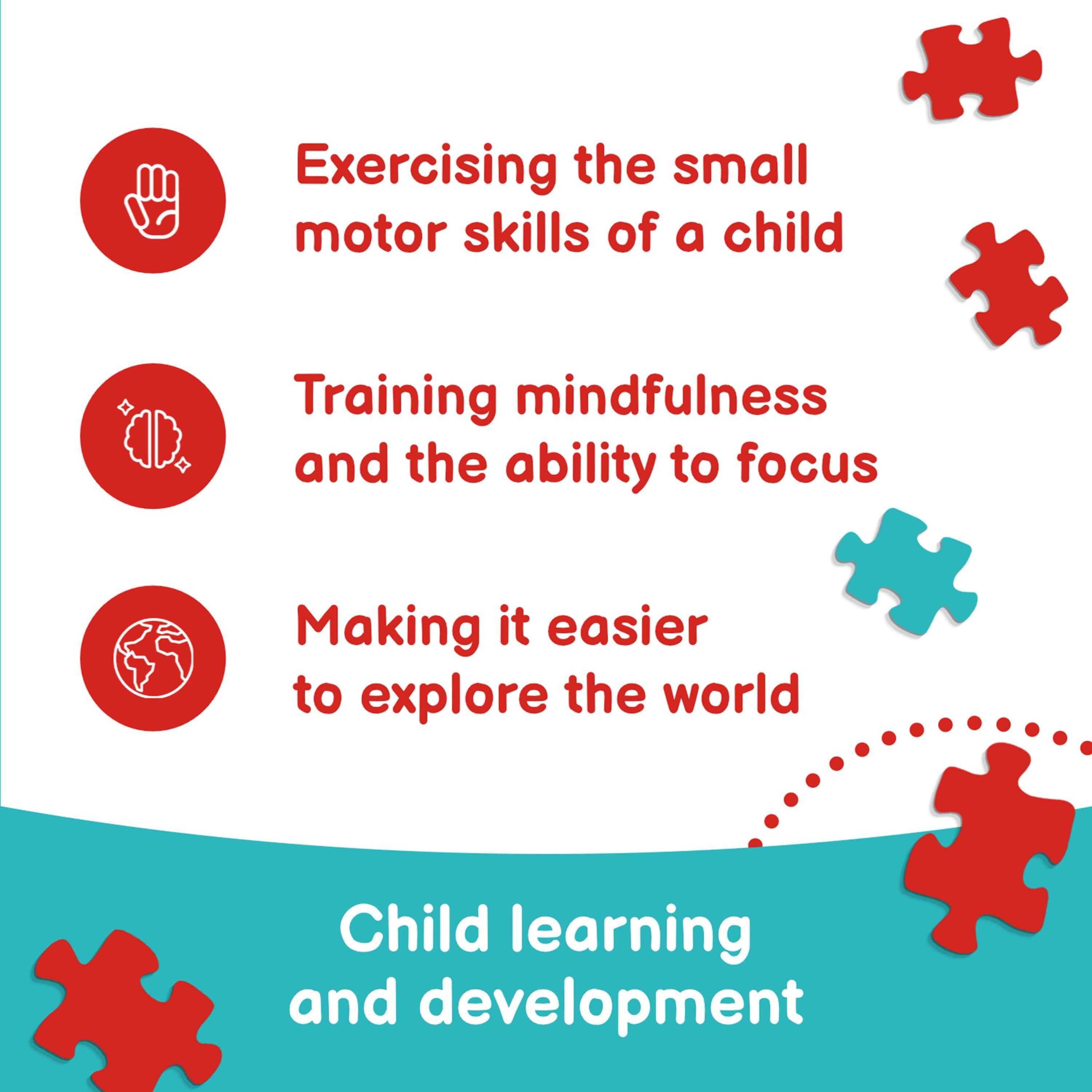 Exercising the small motor skills of a child  
Training mindfulness and the ability to focus  
Making it easier to explore the world  
Child learning and development