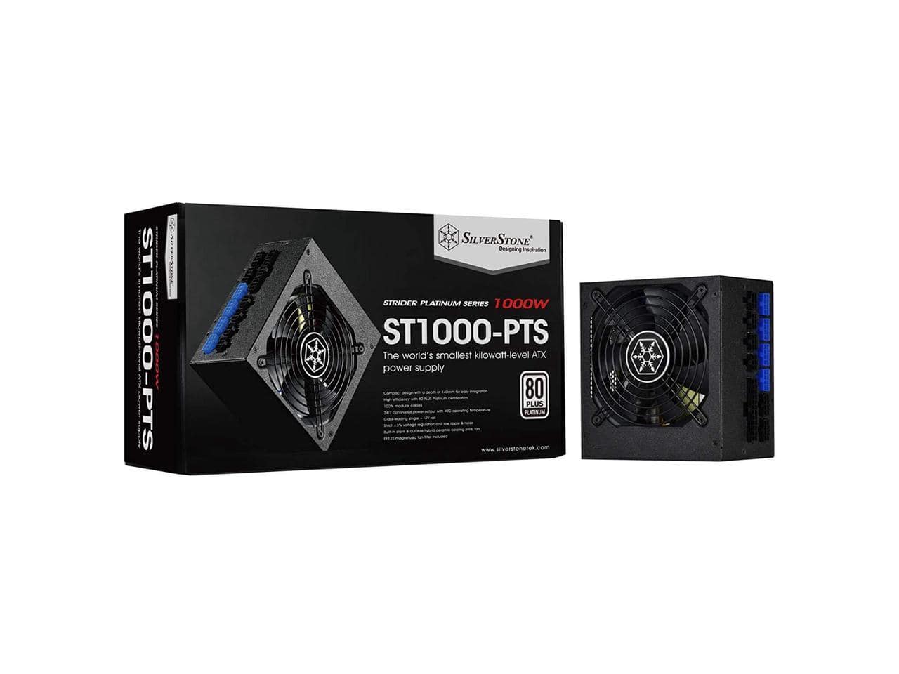SilverStone - 1000W ATX, 83A +12V, 18dBA Fan, 80Plus Platinum, Modular, 140mm, 8x8/6pin