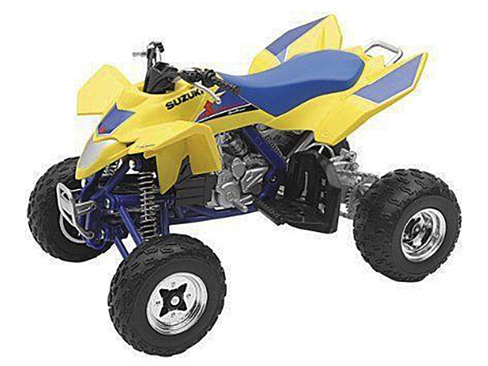 Alt View 1. New Ray - Suzuki Quad Racer R450 ATV Yellow and Blue 1/12 Diecast Model by New Ray.