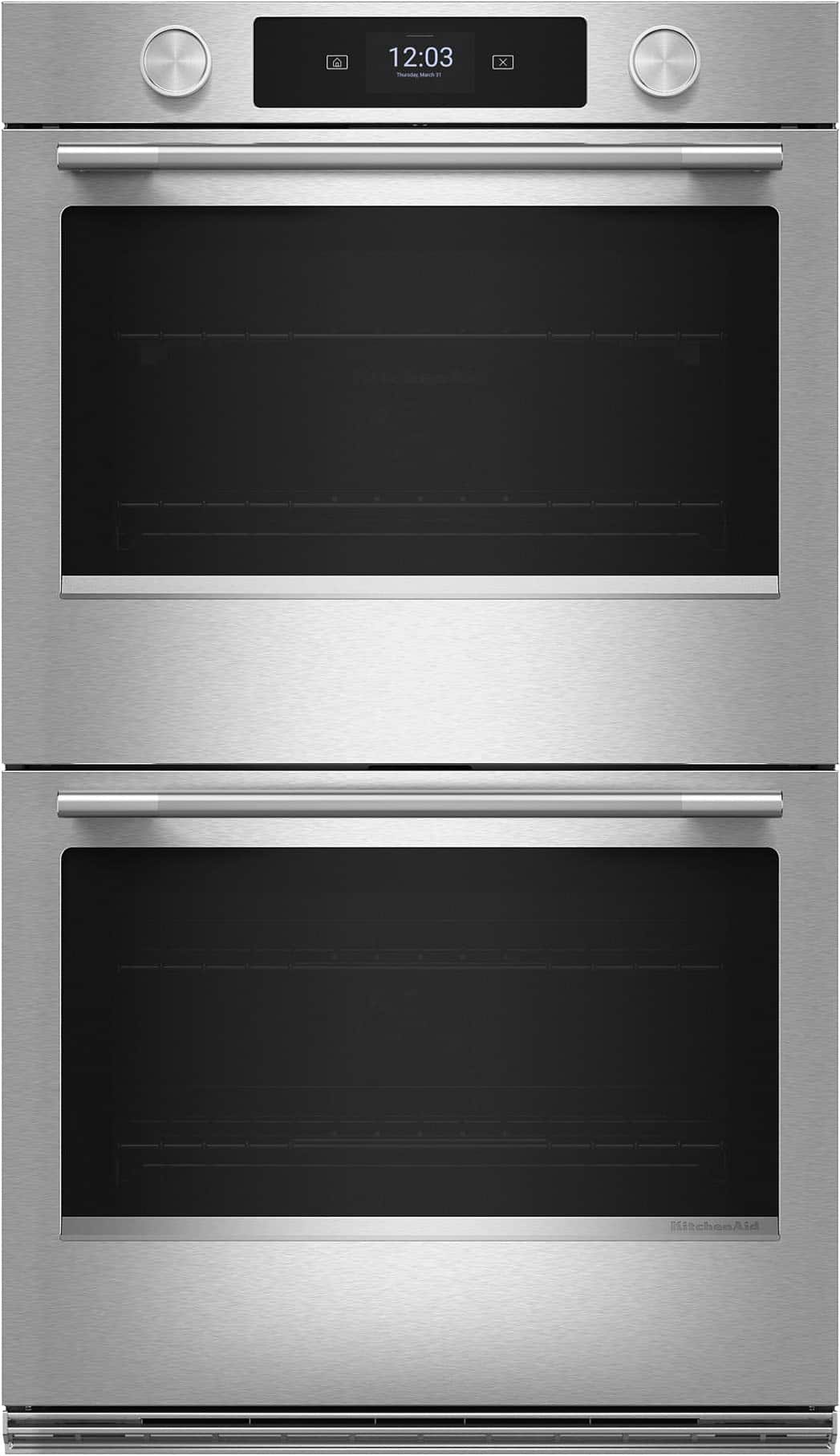 KitchenAid - 27" Smart Built-In Electric Double Wall Oven with Assisted Cook Cycles - Stainless Steel - Front_Zoom