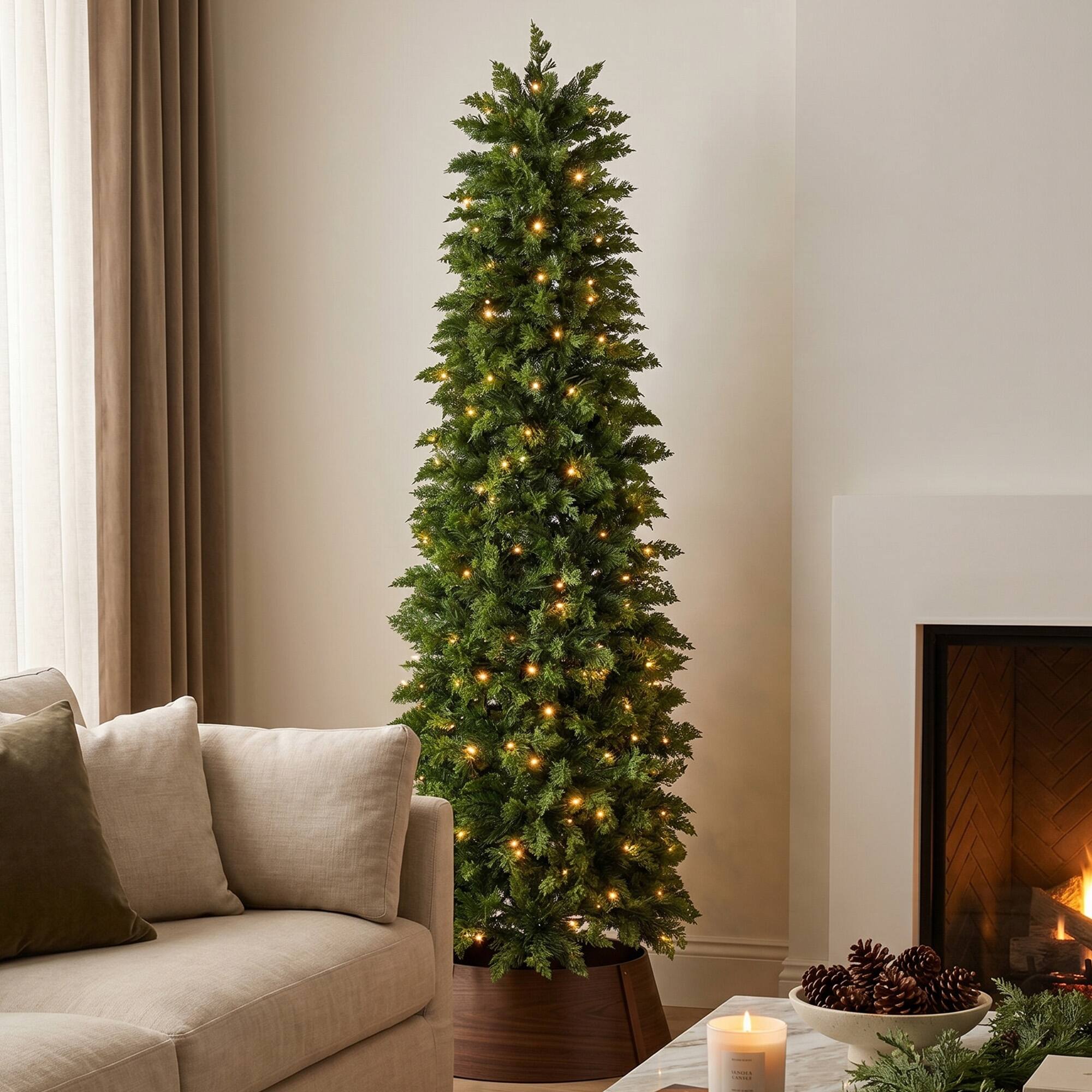 Alt View 10. Glitzhome - 6ft Pre-lit Christmas Artificial Cypress Tree with 200 Twinkling Lights - Multi.