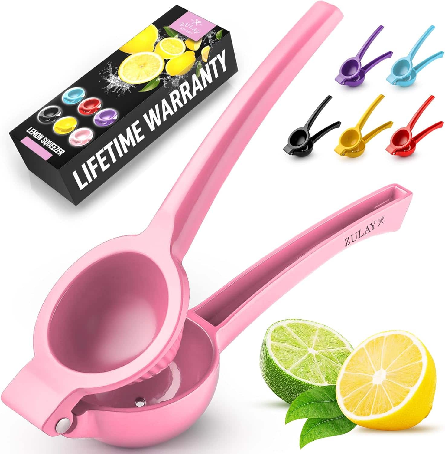 Zulay Kitchen - Premium Quality Metal Lemon Squeezer, Citrus Juicer, Manual Press - Pink