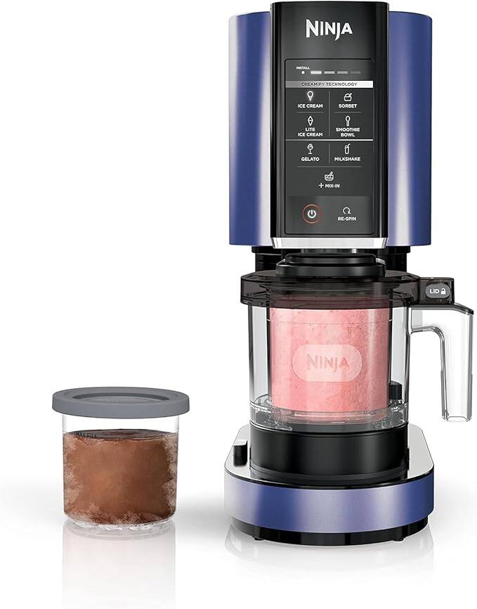 NINJA INSTALL CREAM FY TECHNOLOGY 9 e ICE CREAM SORBET LITE SMOOTHIE ICE CREAM BOWL GELATO MILKS MAKE + MIX-IN RE-SPIN LID