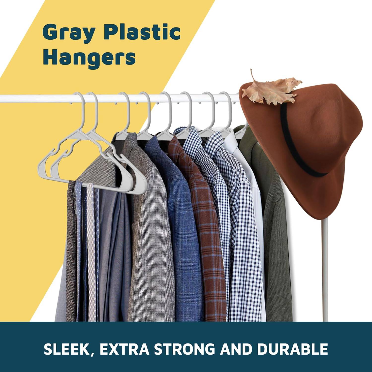 Gray Plastic Hangers
SLEEK, EXTRA STRONG AND DURABLE