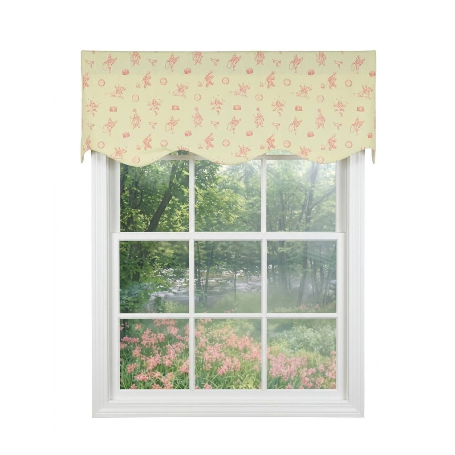 RLF Home - Circus Provance Window Valance 100% Cotton Lined Rod Pocket 50" x 17" - Green