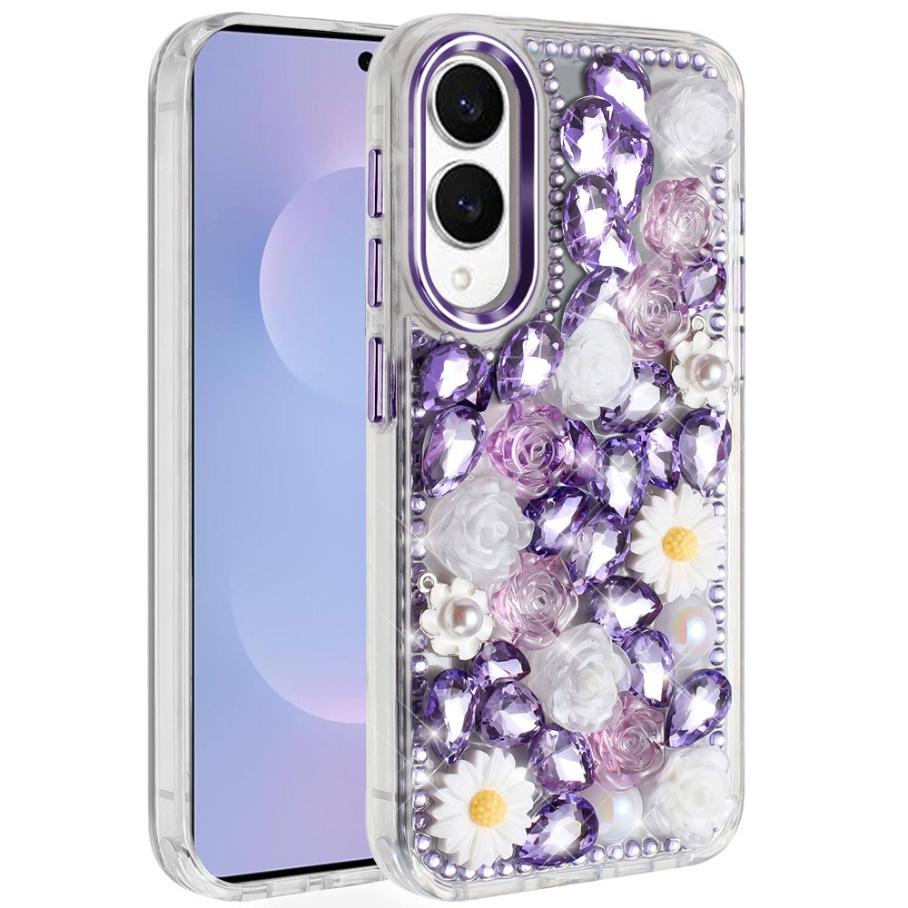 Kitcheniva - Full 3D Bling Rhinestone Jewel Cover Plus Tempered Glass For Samsung S25 Edge - Purple price history on PriceWatchPro