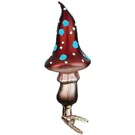 Inge Glas - Colorful Mushroom German Glass Christmas Ornament FREE BOX - Brown