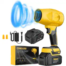 GlowWise - 180K RPM cordless handheld blower, 2 batteries, adjustable speed. Powerful duster for leaves, patios, camping - Yellow