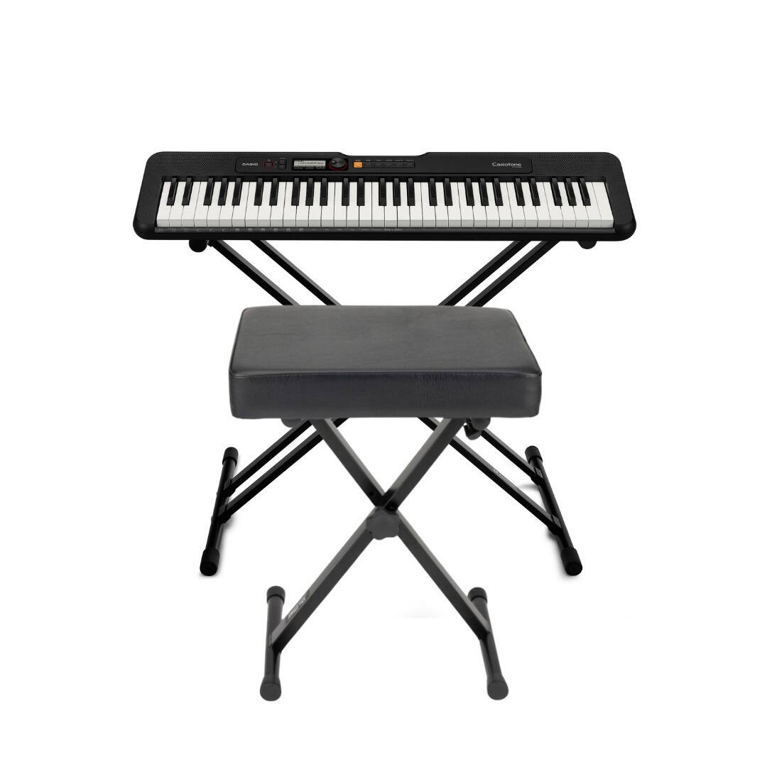 Front. Casio - Casio Casiotone CT-S200 61-Key Portable Keyboard (Black) with Stand and Bench.