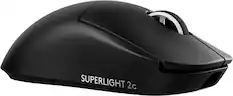 Front. Logitech - PRO X SUPERLIGHT 2c LIGHTSPEED Lightweight Compact Wireless Optical HERO 2 Sensor 44 000 DPI Gaming Mouse for PC - Black.