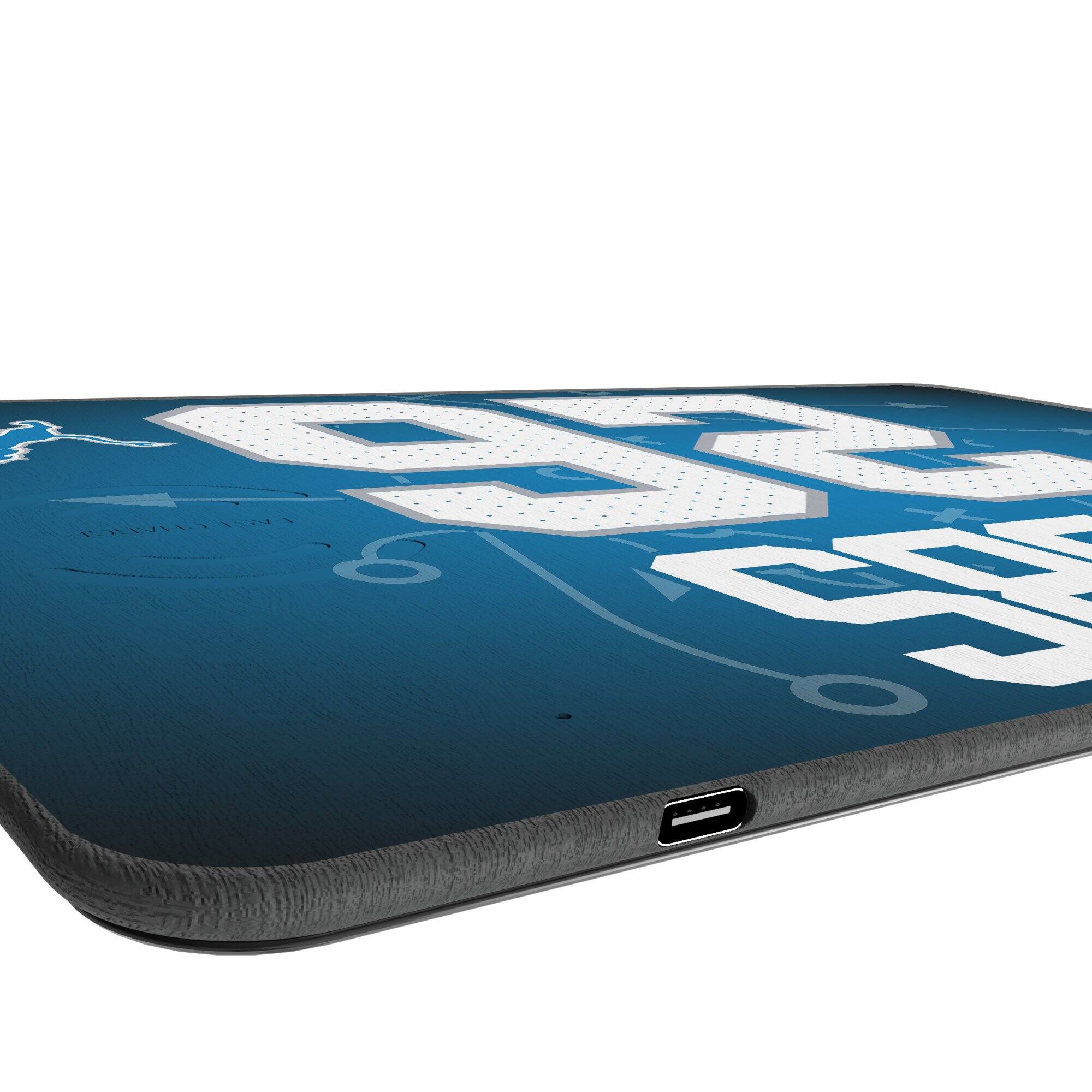Alt View 2. Keyscaper - Jahmyr Gibbs Detroit Lions Wireless Charger and Mouse Pad - Black.