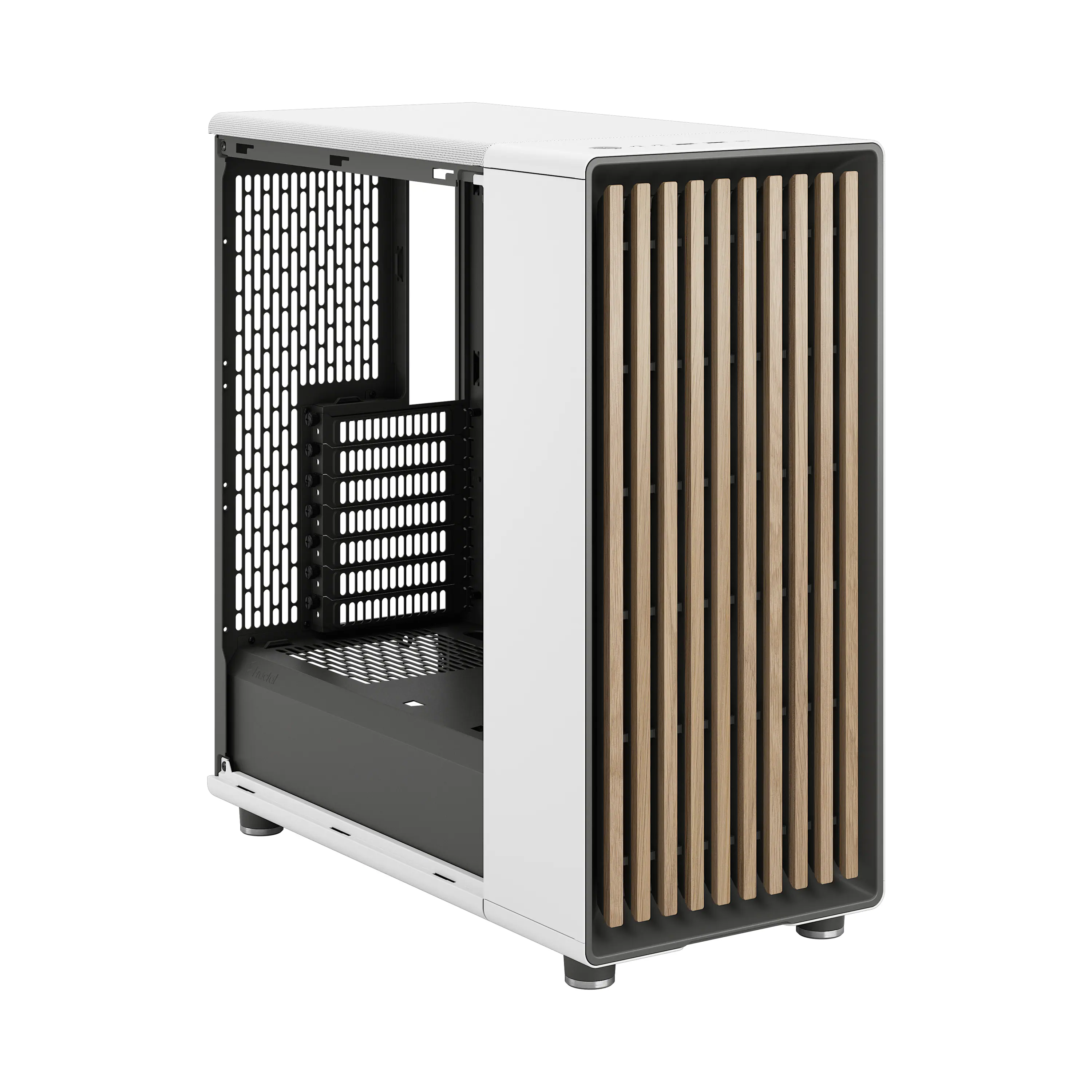 Alt View 24. Fractal Design - North Chalk White with Oak Front and Clear TG Side Panel Mid-Tower PC Case - White.