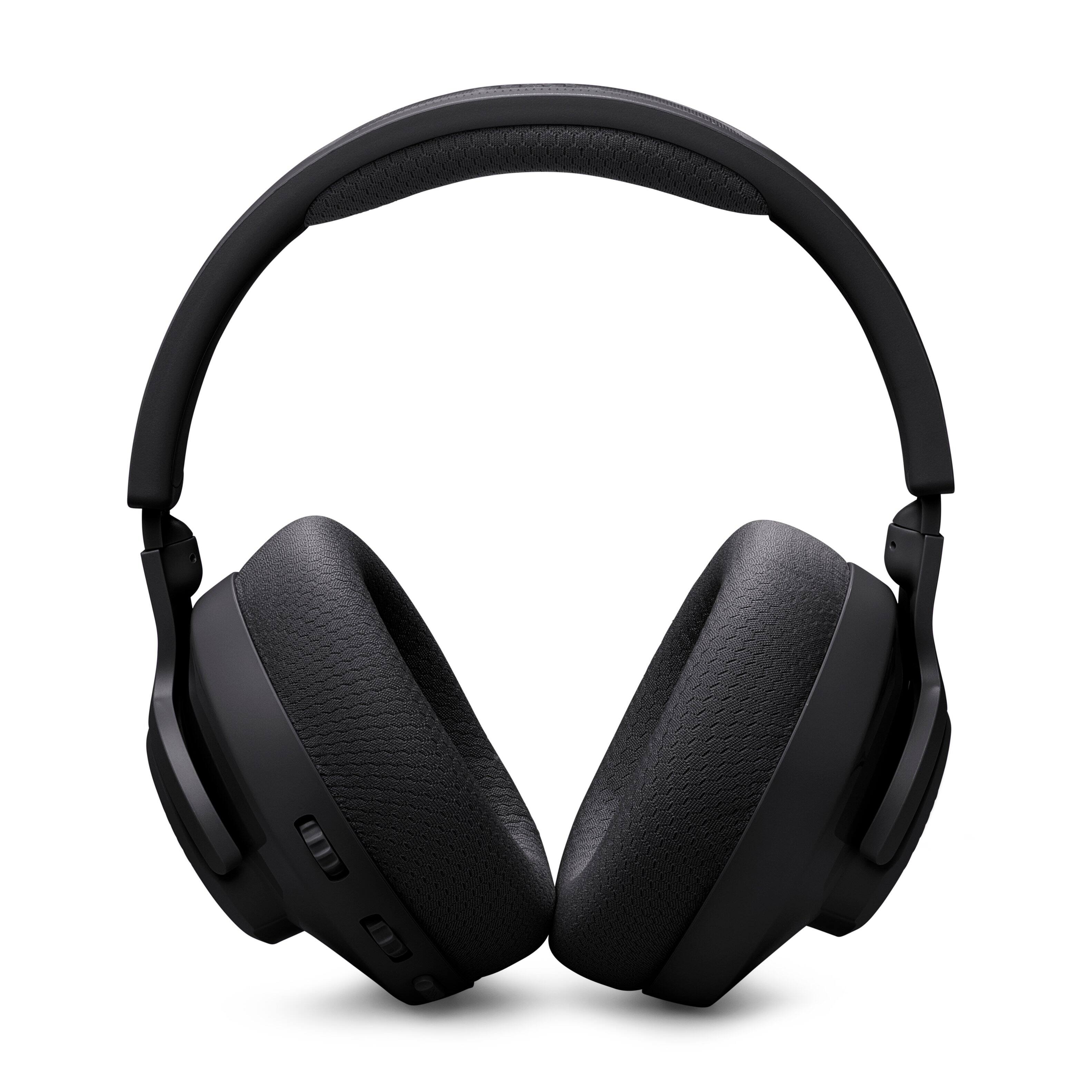 Alt View 2. JBL - Quantum 360X Wireless over-ear gaming headset with detachable boom mic - Black.