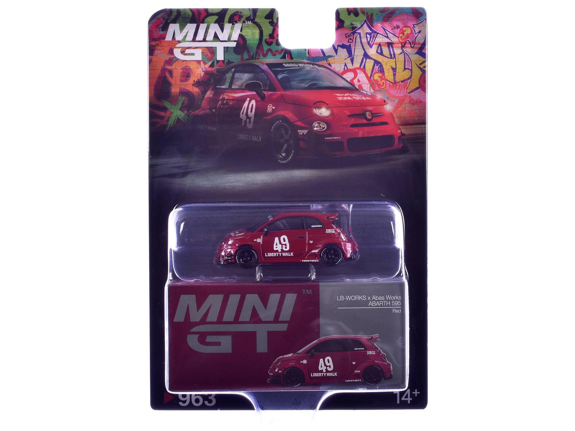 MINI GT GRA wU a1e HID 49 LIBERTY WALK AIDU  
DA - De ove  
49 LIBERTY WALK 2 TM LB - WORKS x Abas Works ABARTH 595 MINI Red GT  
49 LIBERTY WALK 14+ + 963