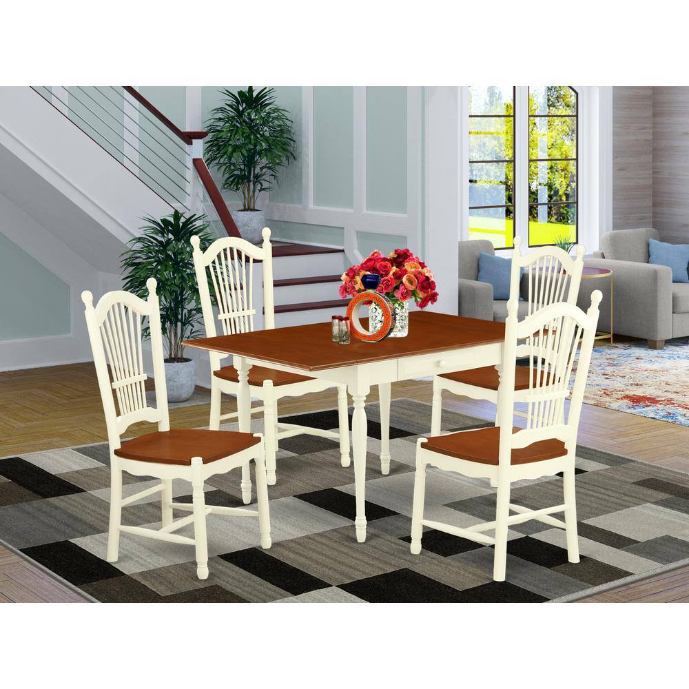 East West Furniture Dining Room Set Buttermilk & Cherry Brown - Best Buy