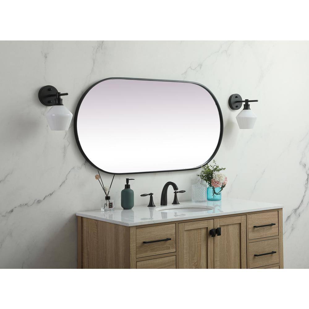 Alt View 4. Elegant Decor - Metal Frame Oval Mirror 24x48 Inch in Black - Black.