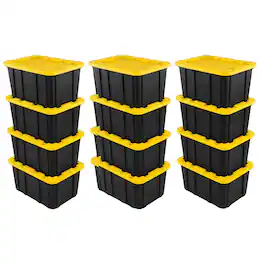 Sterilite - 27 Gallon Industrial Stackable Storage Tote Lidded Containers, 12 Pack