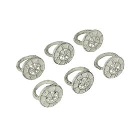 Zeckos - Set of 6 Cast Iron Compass Rose Napkin Rings Decorative Nautical Dining - White