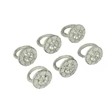 Front. Zeckos - Set of 6 White Cast Iron Compass Rose Napkin Rings Decorative Nautical Dining - White.