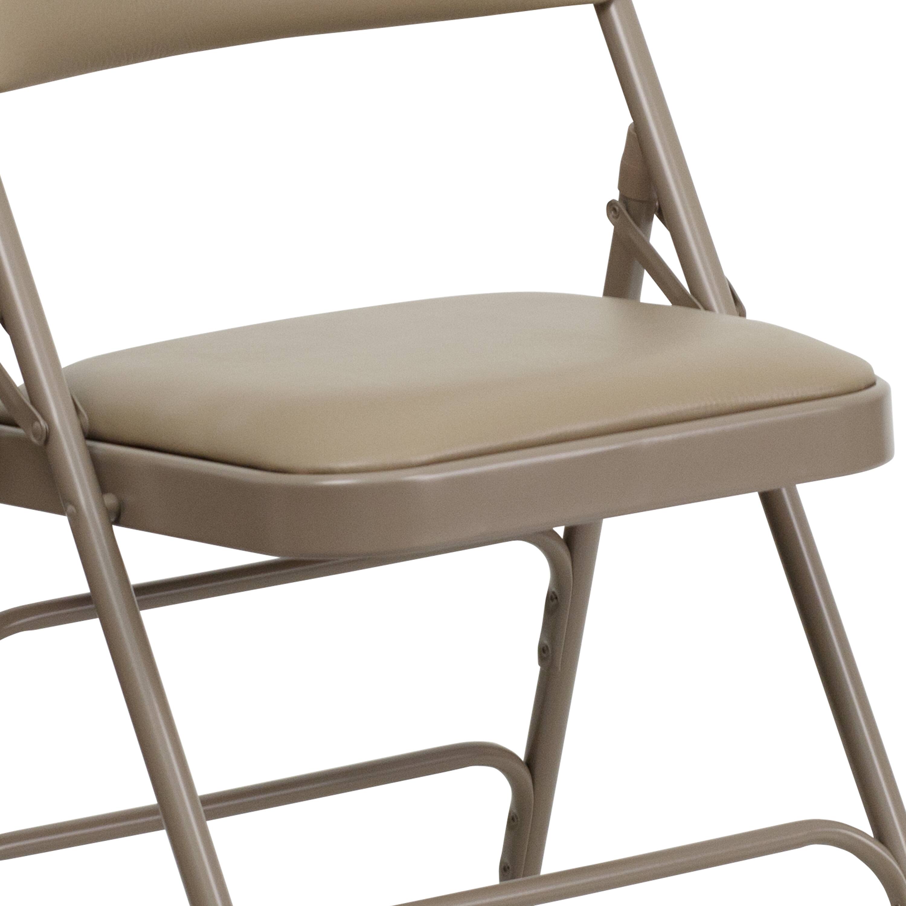 Alt View 10. Emma + Oliver - 4 Pack Home & Office Portable Party Events Padded Metal Folding Chair - Beige Vinyl/Beige Frame.