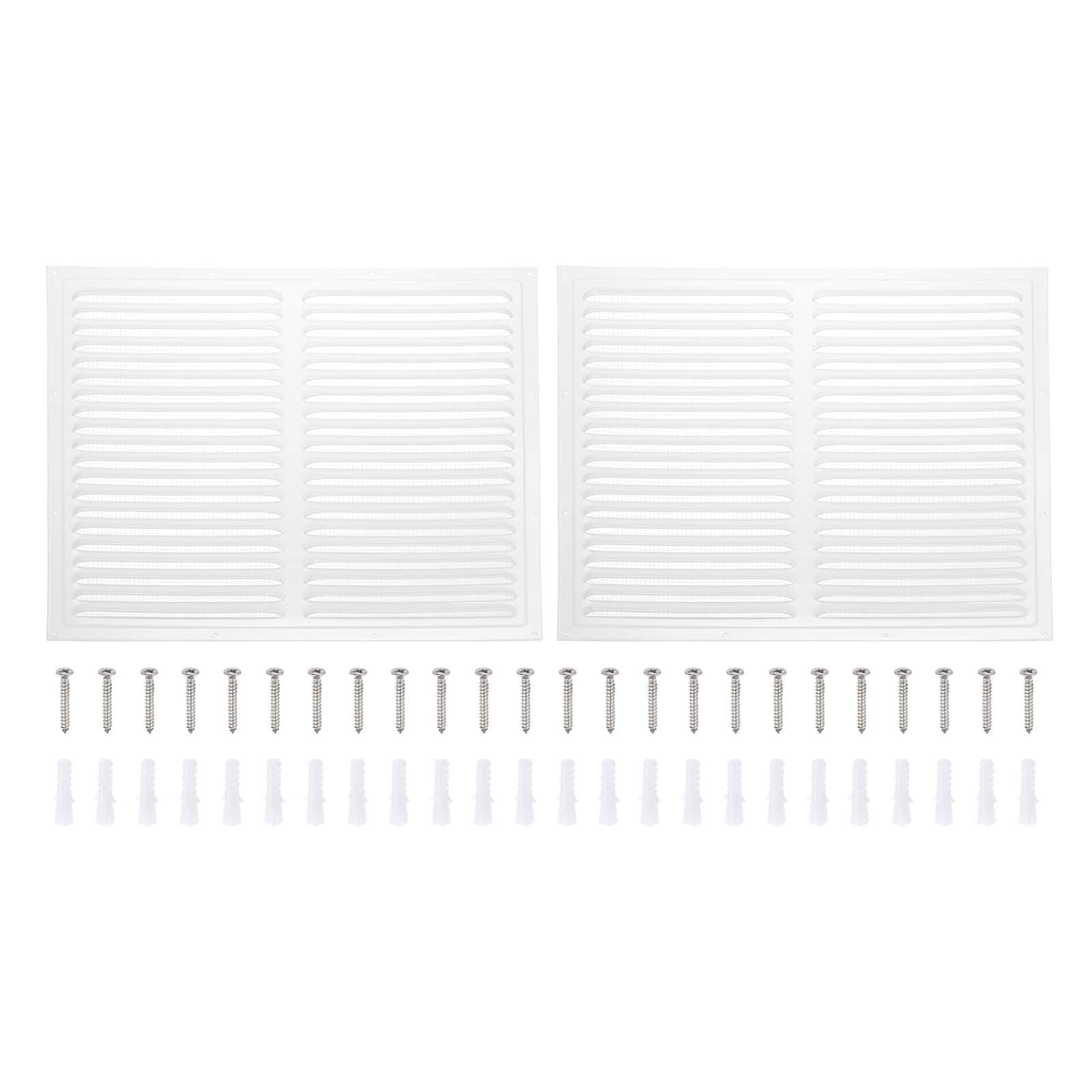 Unique Bargains - 16x16" Attic Vent Soffit Vent, 2pcs Aluminum Alloy Rectangular HVAC Air Vent Cover, Metal Return Grille Louver - White