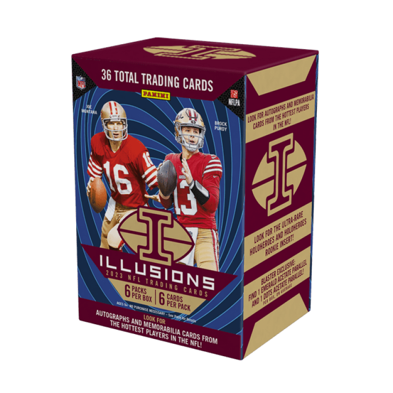 36 TOTAL TRADING CARDS PANINI NFLPA AND MEMORABILIA! PLAYERS MONTARA FOR AUTOGRAPHS HOTTEST LOOK FROM THE BROCK PURDY CARDS THE! PURDY I 11 S 3 I THE ULTRA-RARE I FOR AND HOL LOOK INSERT! HOLOHERDES ROOKIE ILLUSIONS EXCLUSIVE: PARALLEL 2023 NFL BLASTER ACETATE PARALLEL! 6 PACKS TRADING EMERALD ACETAILS PER CARDS FIND 1 DOTS 1 BOX 6 CARDS AND 1 PER 4 PACK PURCHASE NECESSARS See AUTOGRAPHS AND LOOK FOR THE HOTTEST MEMORABILIA PLAYERS IN CARDS FROM THE NFL!