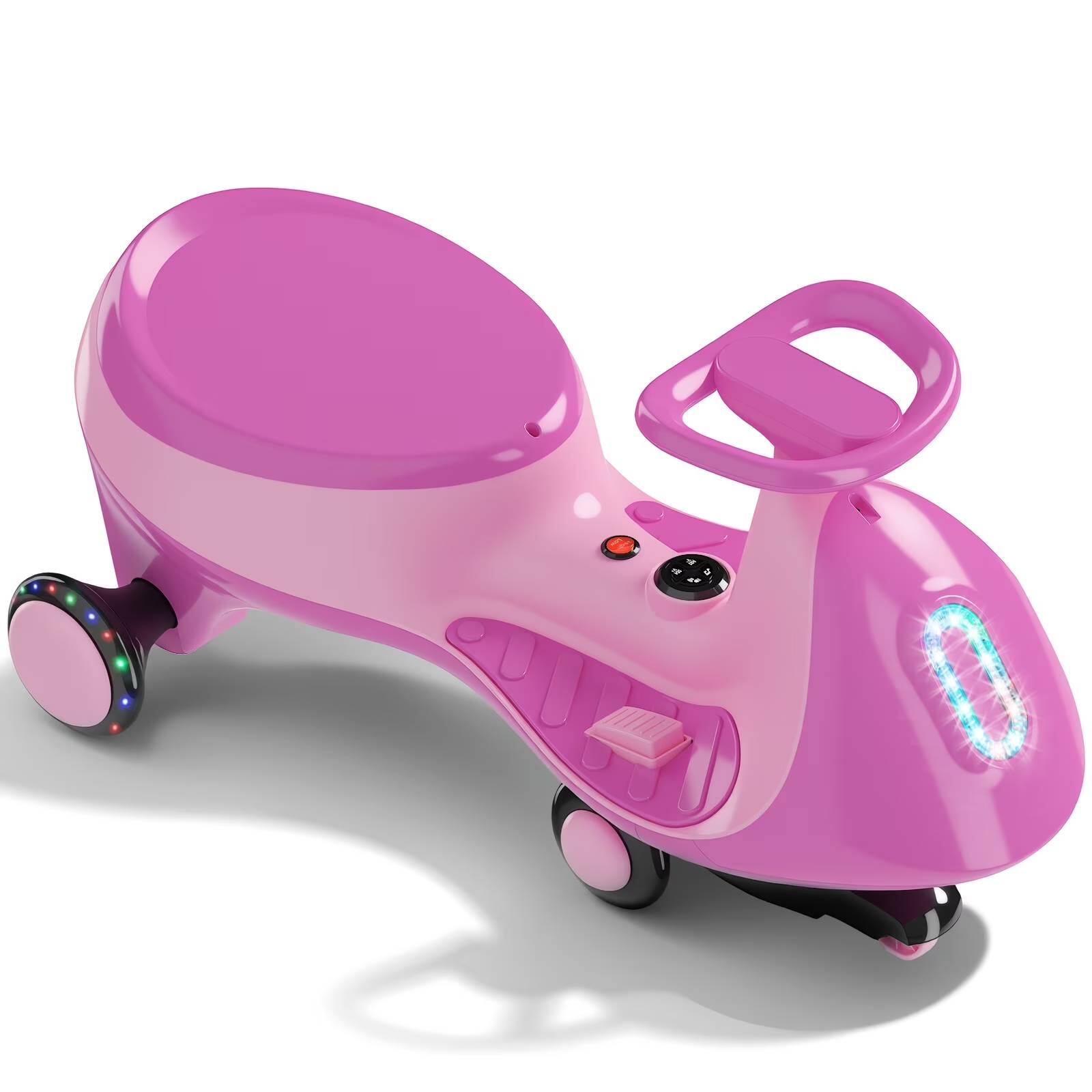 Winado - 12V Electric Wiggle Car with Pedal for Kids, 2 Speed Ride-On Car Toy, 2 in 1 Rechargeable Battery, Anti-Rollover - Pink