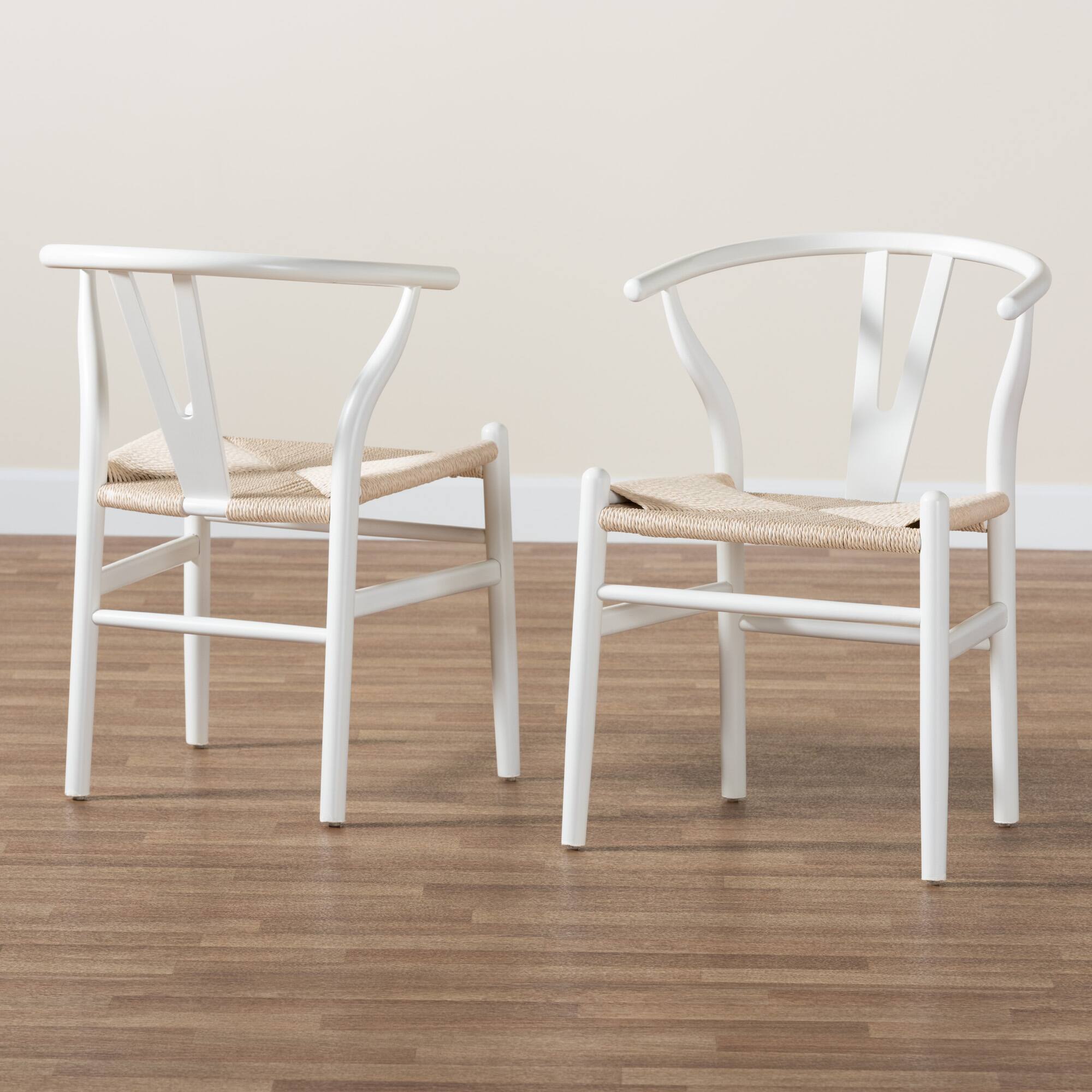 Alt View 4. Baxton Studio - Paxton Modern Finished Wood 2-Piece Dining Chair Set - White/Beige.