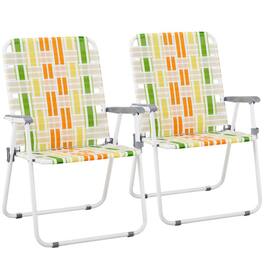 Winado - 2PCS Patio Lawn Chairs Folding, Webbed Folding, Beach, Portable Camping Chairs for In/Outdoor Yard Garden Beach - Yellow & Green