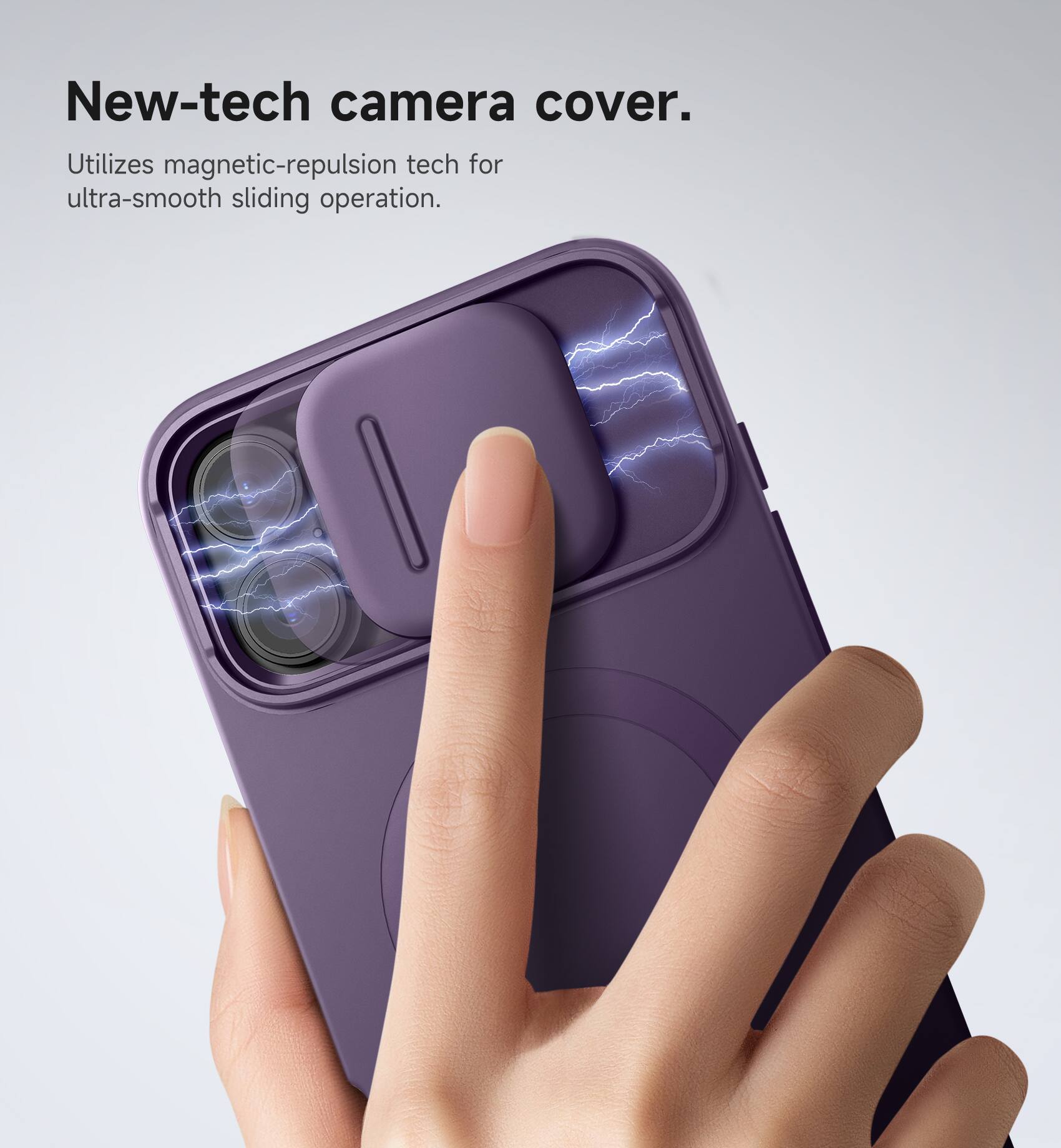 New-tech camera cover.  
Utilizes magnetic-repulsion tech for ultra-smooth sliding operation.