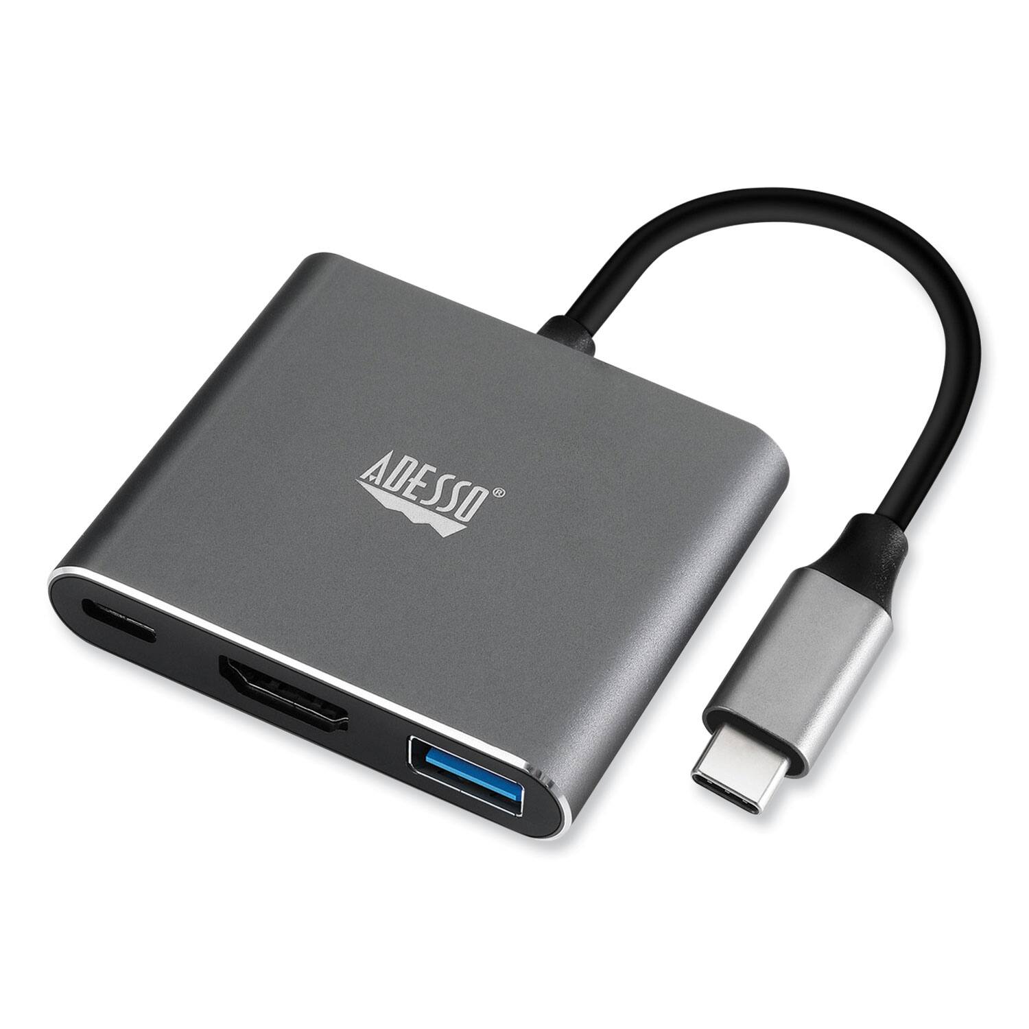 Alt View 1. Adesso - Adesso AUH-4010 3-in-1 USB-C Multi-Port TAA Compliant Docking Station - Black/Gray - Unknown.