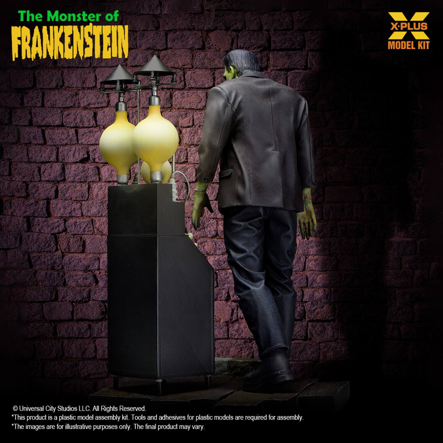 The Monster of FRANKENSTEIN  
X-PLUS MODEL KIT  
Universal City Studios LLC. All Rights Reserved.  
*This product is a plastic model assembly kit. Tools and adhesives for plastic models are required for assembly.  
*The images are for illustrative purposes only. The final product may vary.
