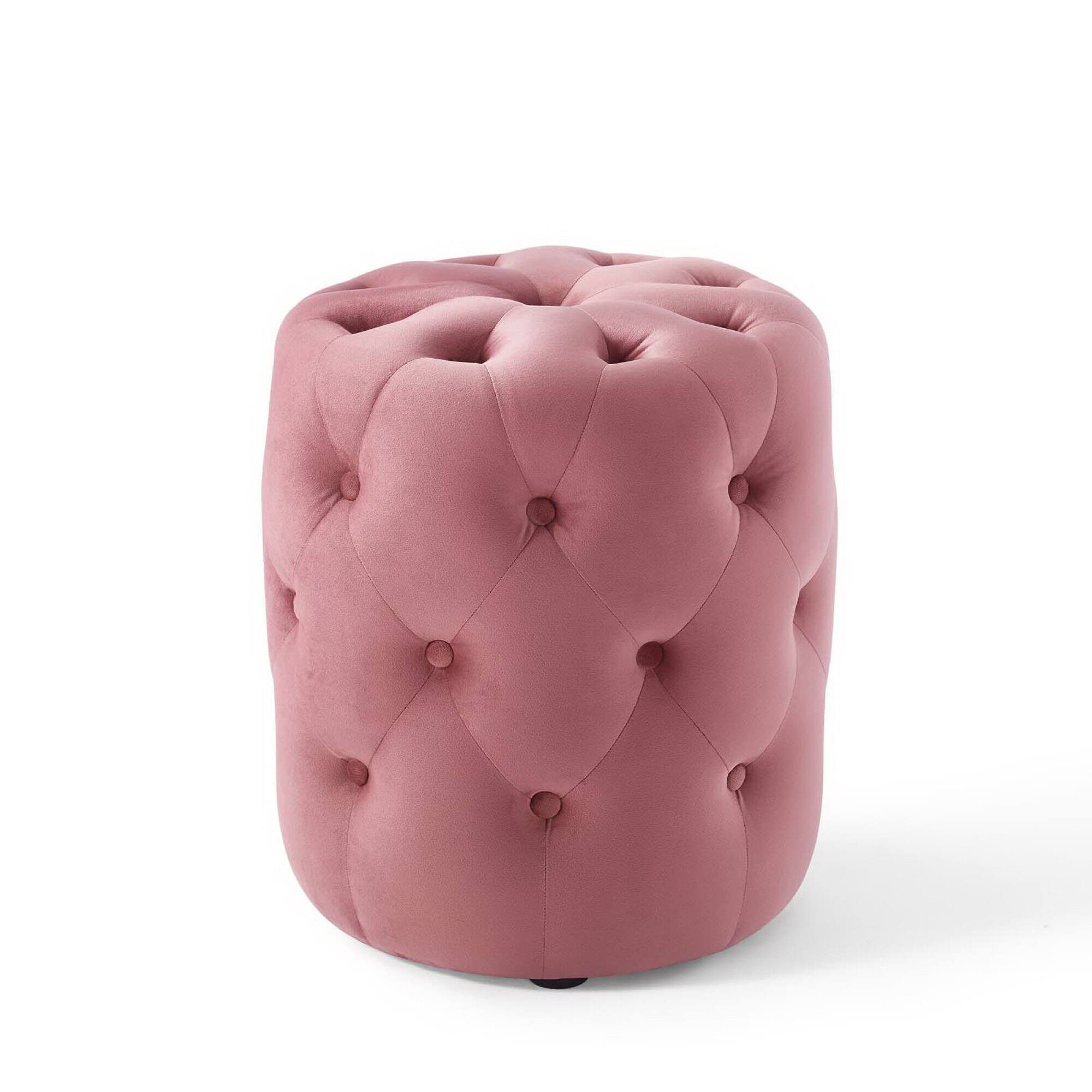 Angle. Modway - Amour Tufted Button Round Performance Velvet Ottoman by Modway - EEI-3778-DUS.