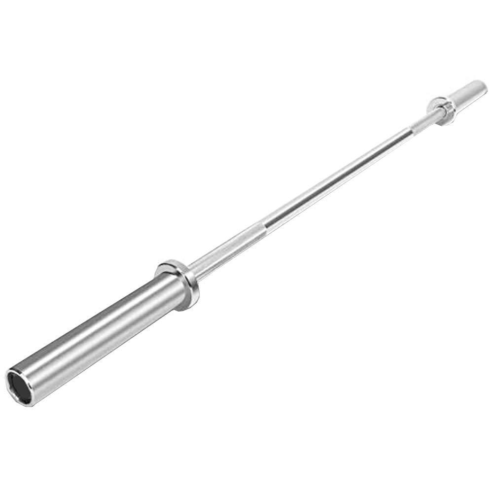 Angle. Amber Sporting Goods - Olympic Weightlifting Barbell 86", Heavy-Duty Straight Bar for 2" Plates, 330 lb Capacity - Silver.