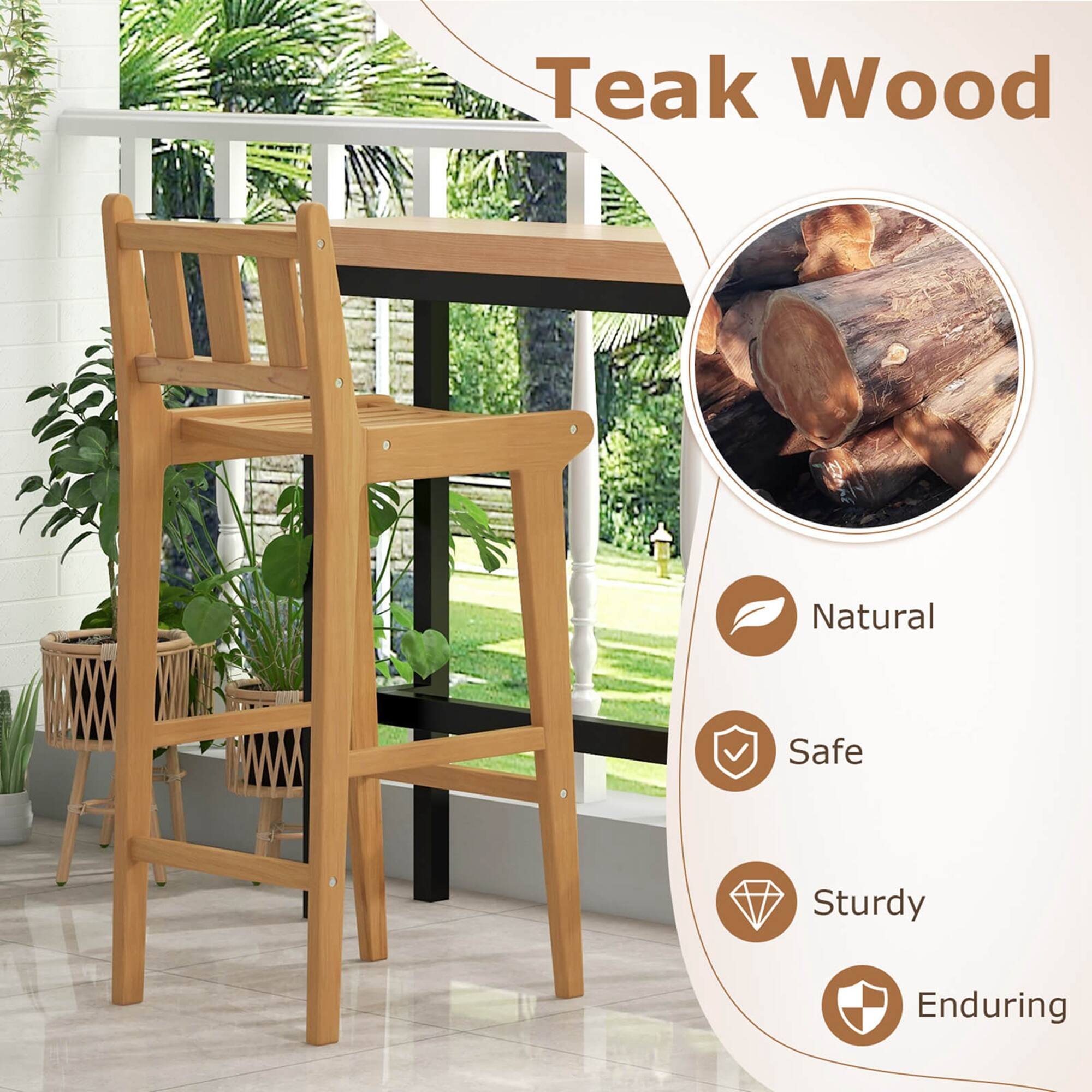 Teak Wood

- Natural
- Safe
- Sturdy
- Enduring