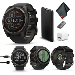 Garmin - fenix 8 51mm Solar Sapphire Carbon Gray DLC Titanium with Black Gray Silicone - Black - (2024)