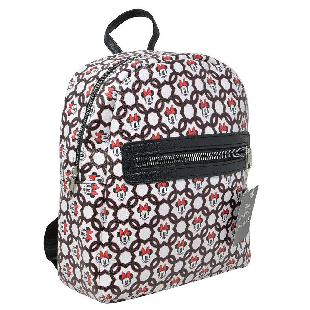 Front. UPD - Minnie Mouse All Over Print 10" Mini Deluxe Backpack with 1 Front pocket - Multicolored.