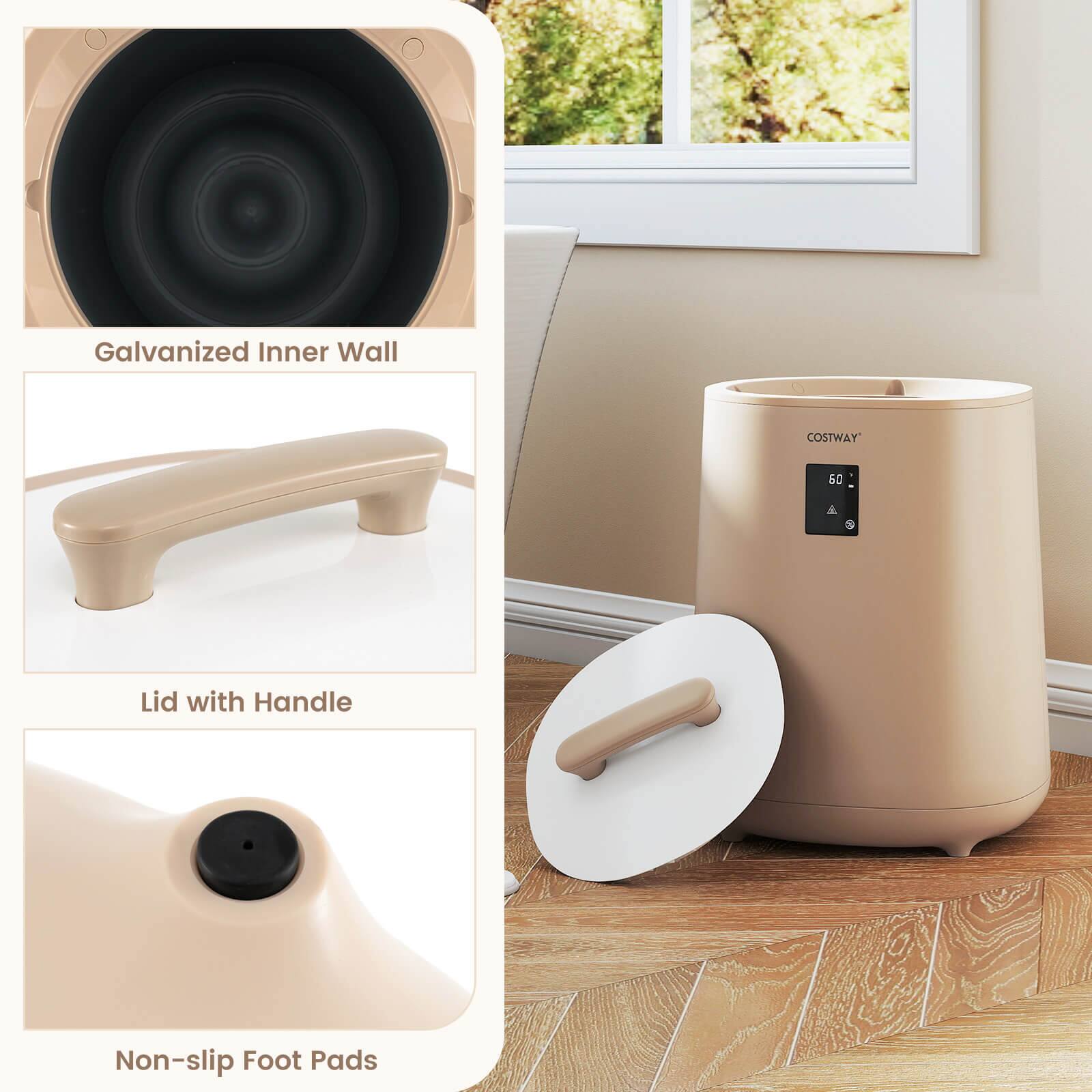 Galvanized Inner Wall  
Lid with Handle  
Non-slip Foot Pads