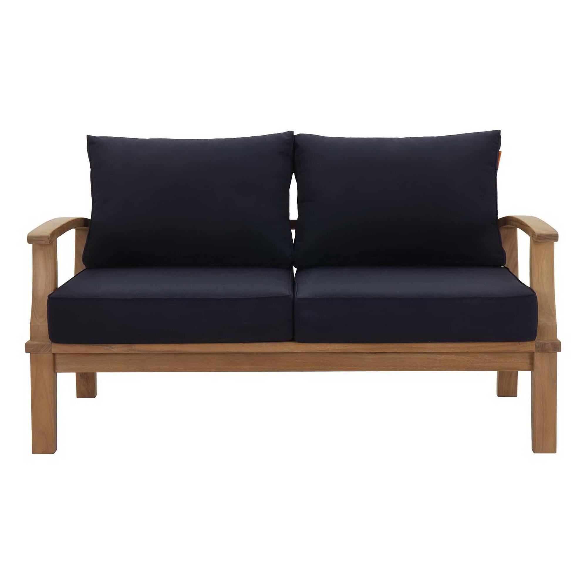 Alt View 2. Modway - Marina Outdoor Patio Teak Loveseat by Modway - Natural Navy.