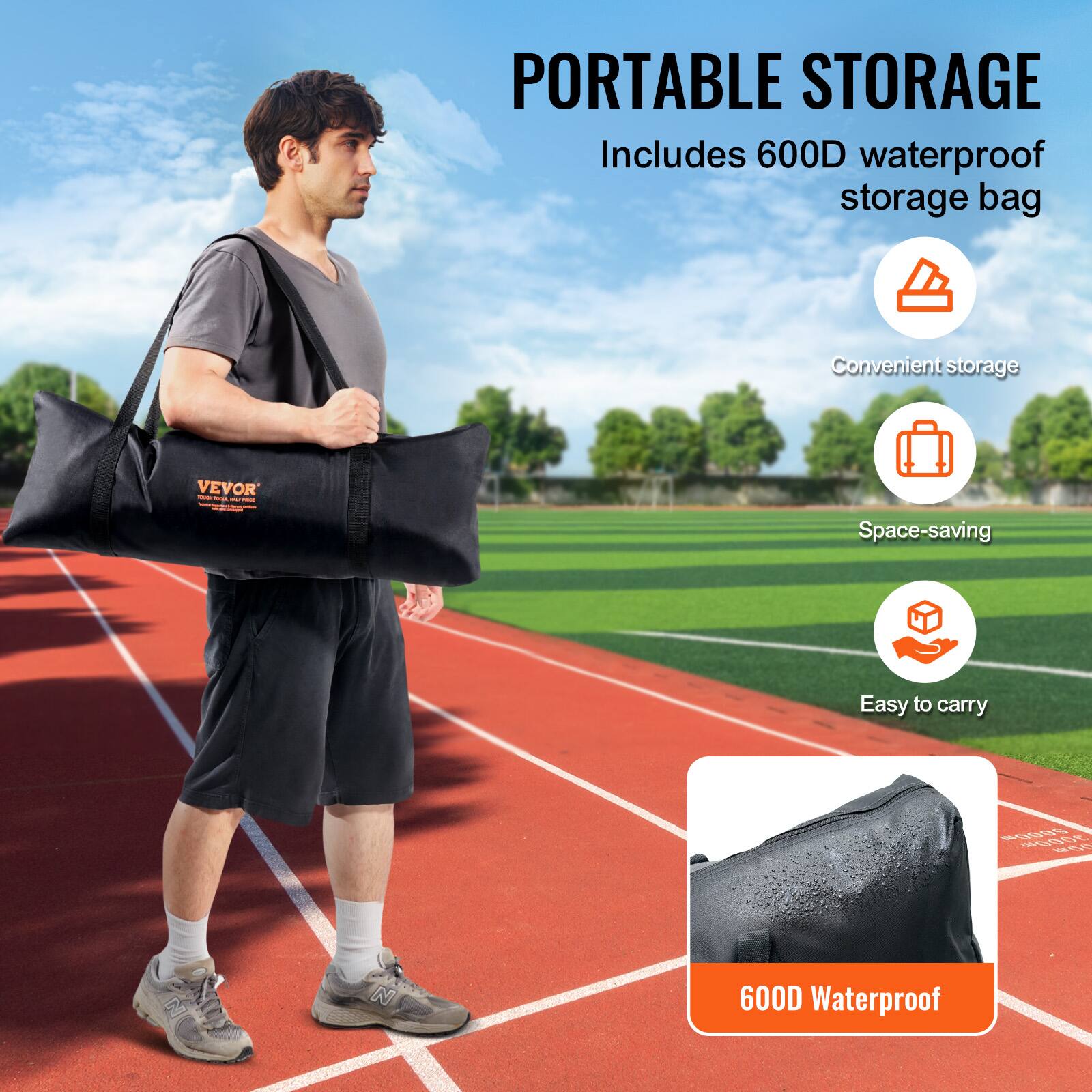 PORTABLE STORAGE  
Includes 600D waterproof storage bag  

Convenient storage  
Space-saving  
Easy to carry  

600D Waterproof