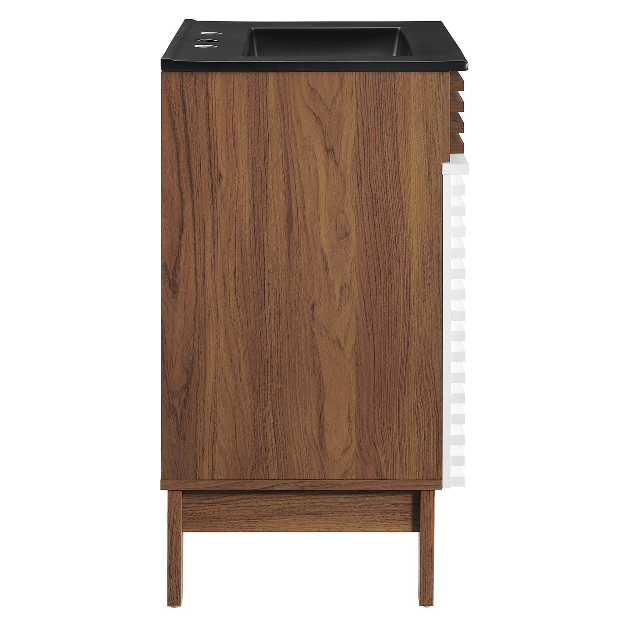 Alt View 1. Modway - Render Bathroom Vanity with Black Basin Included - White Walnut Black.