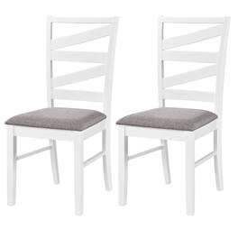 Gymax - Dining Chairs Set of 2 w/ Tall Backrests Linen Fabric Upholstered Seats Gray - White