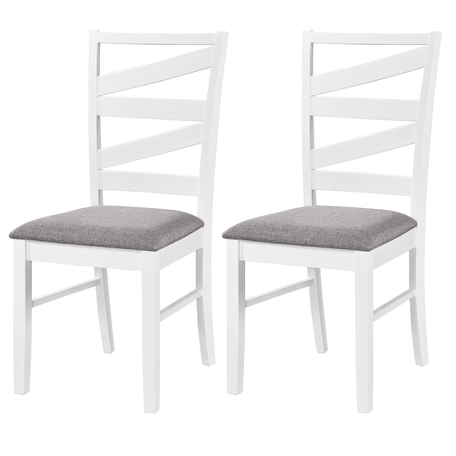 Alt View 7. Gymax - Gymax Dining Chairs Set of 4 w/ Tall Backrests Linen Fabric Upholstered Seats White & Gray - White.