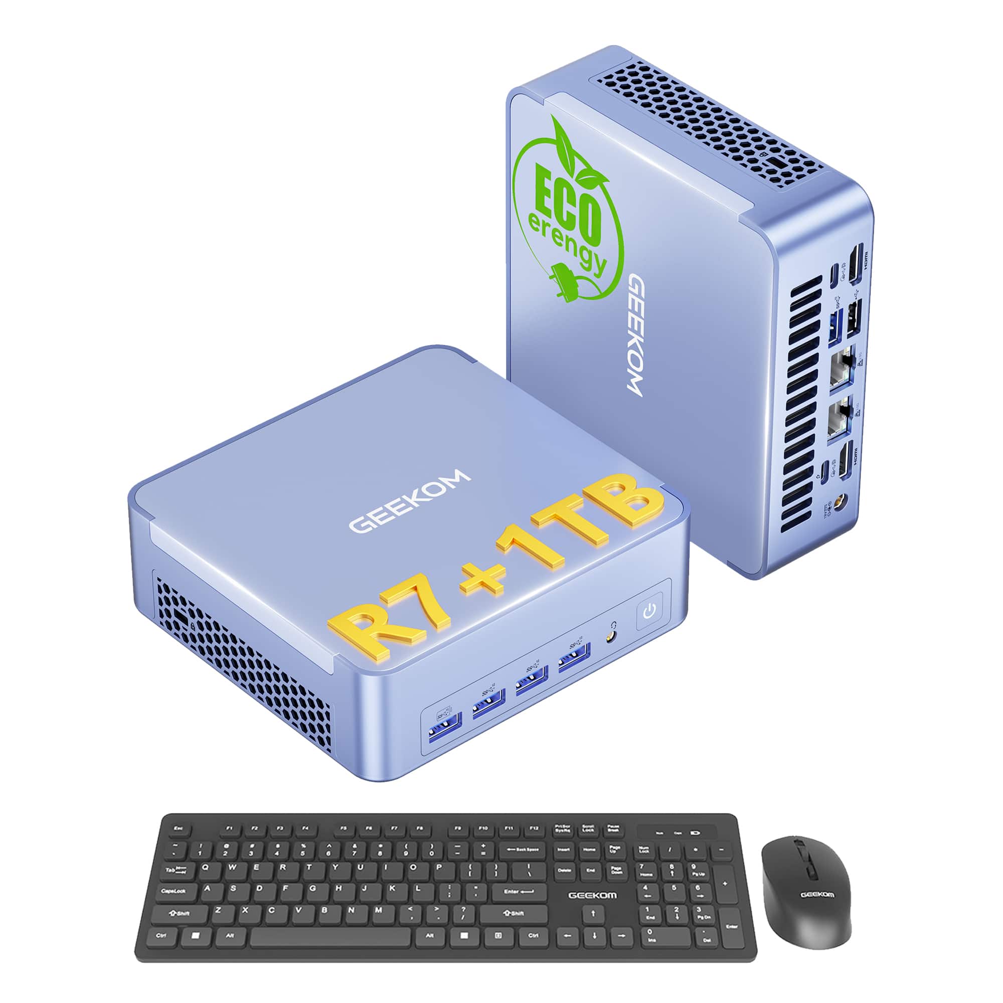 GEEKOM - AX8 Max Mini PC, AMD Ryzen 7 8745HS, Radeon 780M, 16GB DDR5 RAM& 1TB SSD, Balanced Performance Configuration, Win 11 Pro - Purple