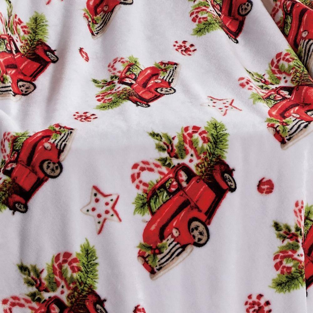 Alt View 3. Noble House - Plazatex Rustic Truck plush Decorative Christmas Machine Washable Throw 50" X 60" Red - Red.